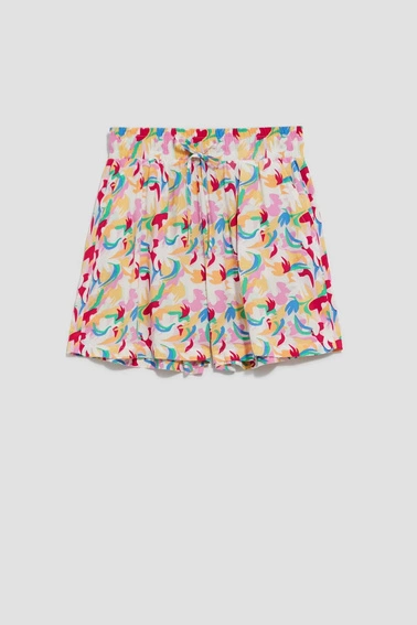 Szorty z nadrukiem liliowe