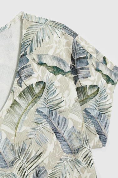 Bluzka z dekoltem w serek beżowa