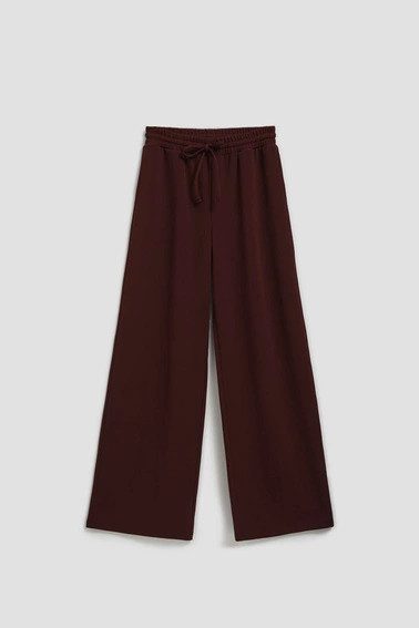 Spodnie z szerokimi nogawkami kasztanowe