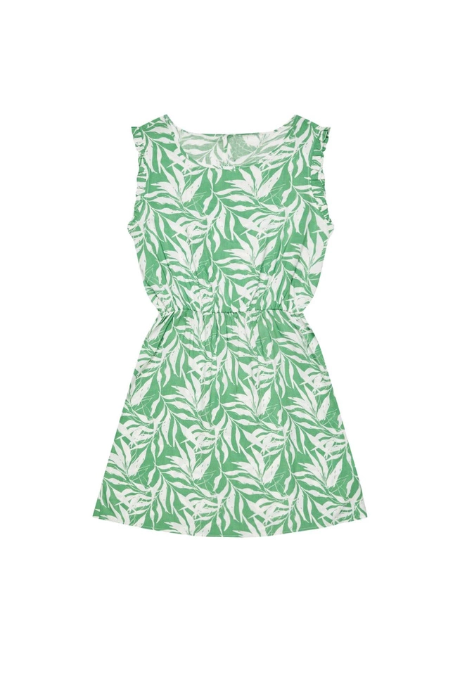 Wzorzysta sukienka z wiskozy malahitowa