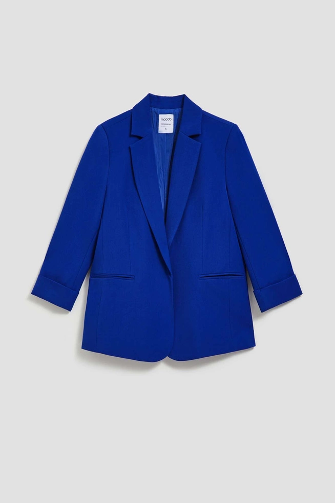 Gładka marynarka z rękawami 3/4 niebieska