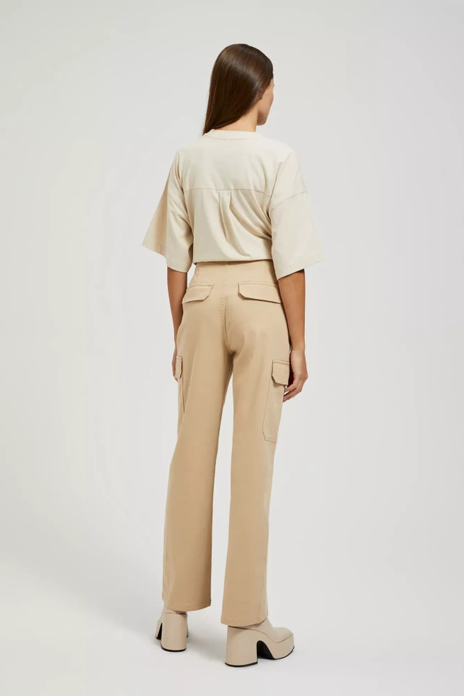 Spodnie cargo zapinane na guzik beżowe