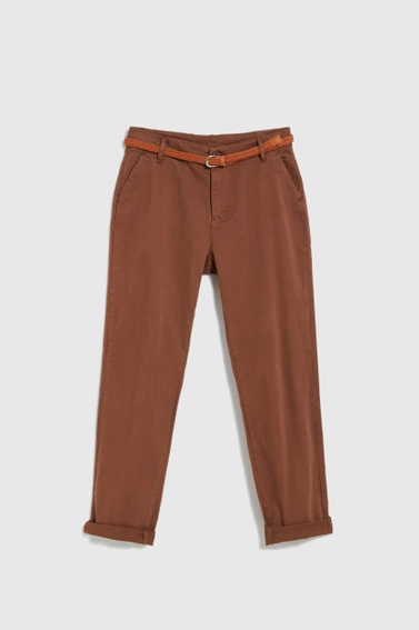 Spodnie z ozdobnym paskiem brązowe