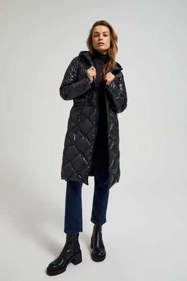 Pikowana kurtka ze ściągaczem czarna 