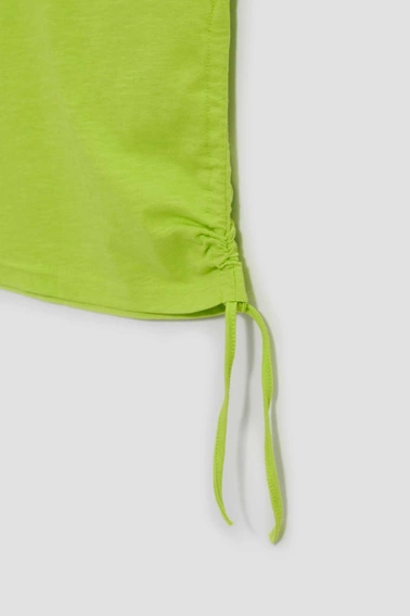 T-shirt z dekoltem w serek neonowy