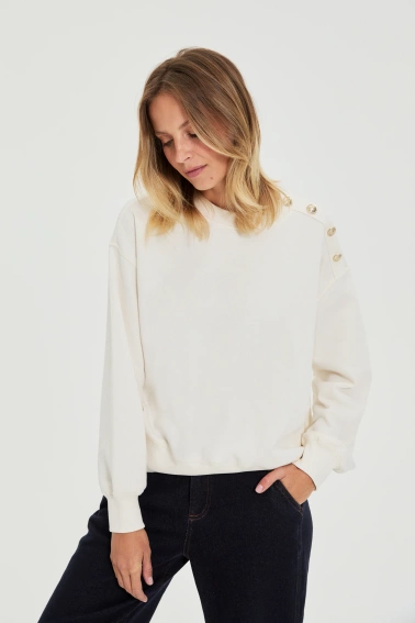 Bluza z ozdobnymi guzikami ecru