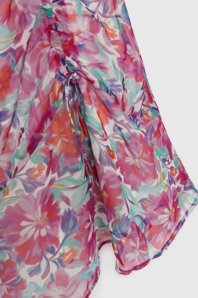 Sukienka w kwiaty fuksjowa