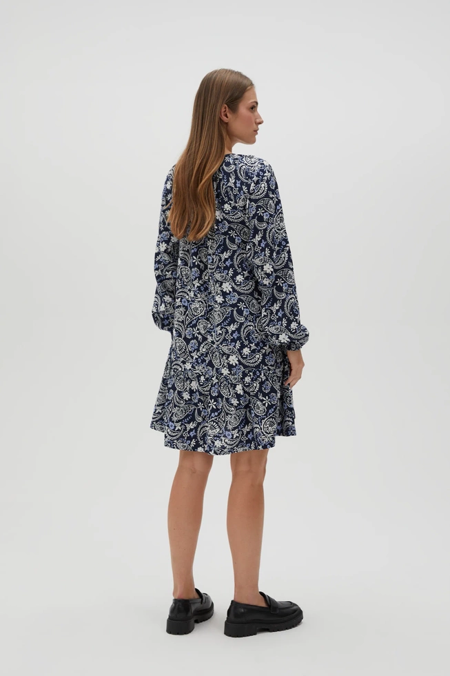 Wiskozowa sukienka z wzorem paisley granatowa