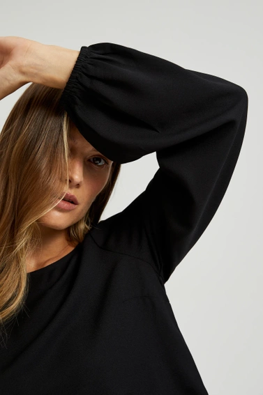 Koszula z koronką i bufiastymi rękawami czarna