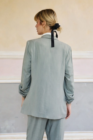 Marynarka z wiskozy i lnu oliwkowa