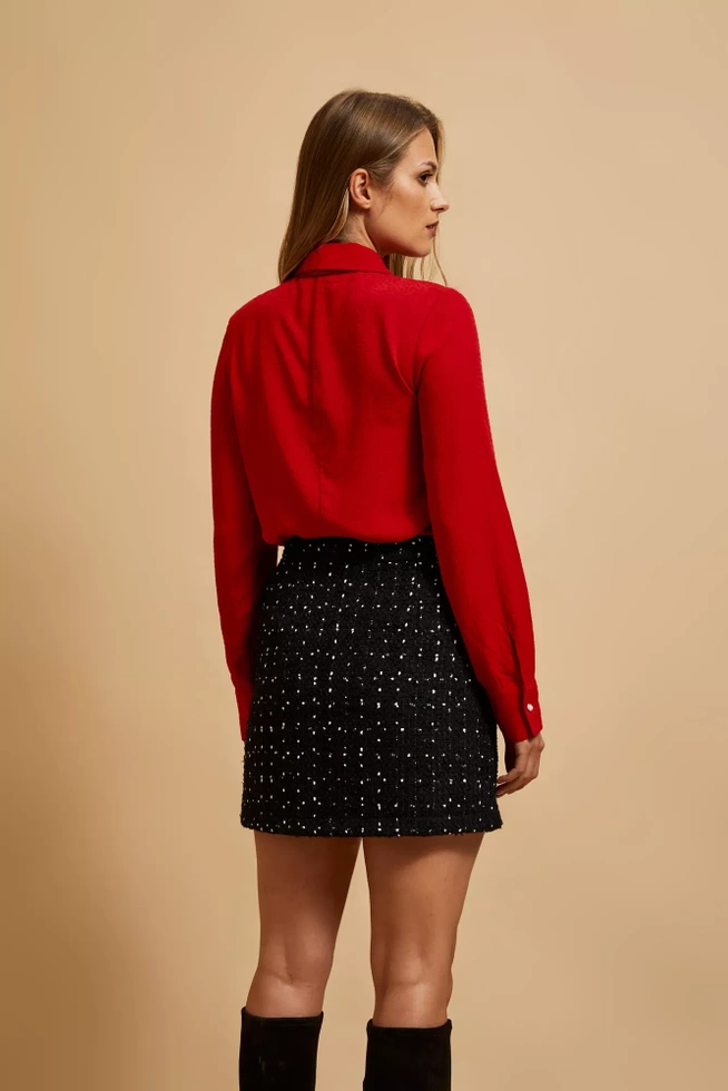 Koszula z wiązanym dekoltem czerwona