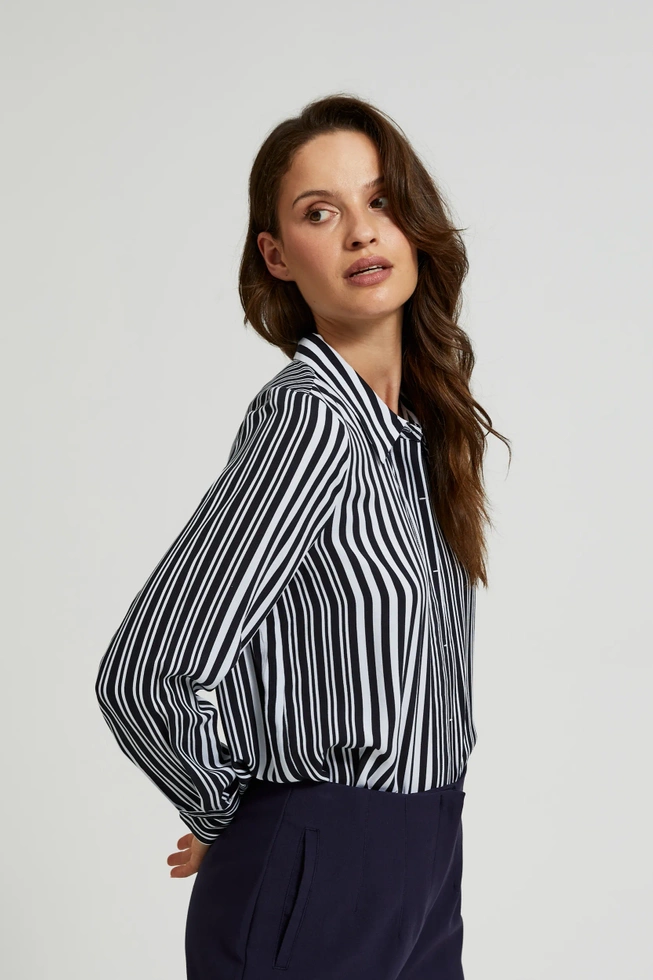 Koszula w paski z długimi rękawami czarna