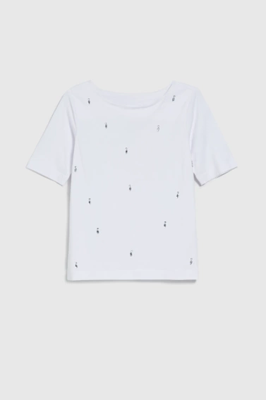 Bluzka ozdobiona koralikami biała