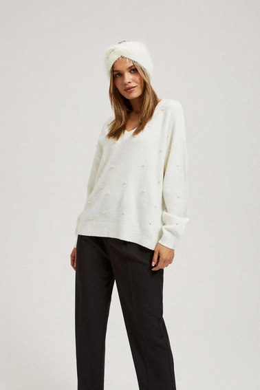 Ciepła opaska na głowę perłowa