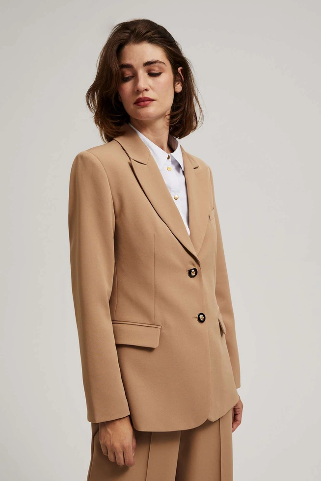 Jednorzędowa marynarka ciemnobeżowa