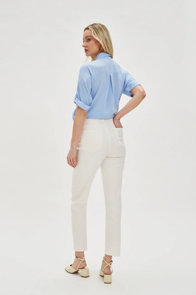 Jeansy z prostą nogawką białe