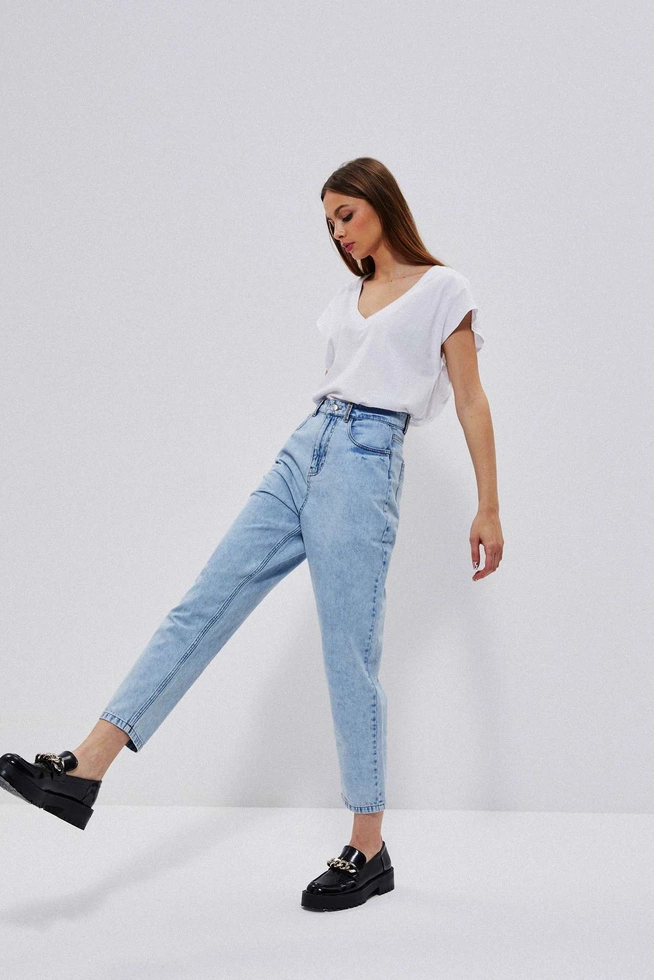 Jeansy mom fit z kieszeniami błękitne