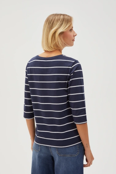 Bluzka w paski o prostym fasonie granatowa
