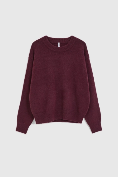 Gładki sweter burgundowy 