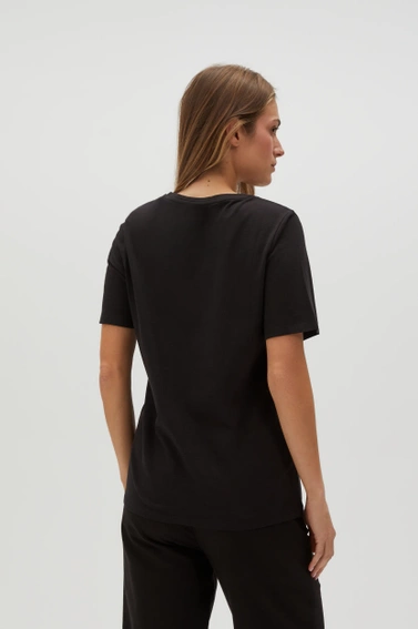 Gładki bawełniany t-shirt czarny