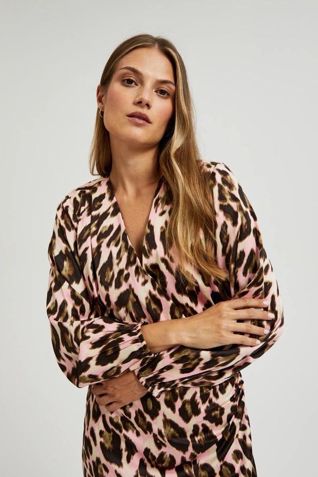 Sukienka w panterkę różowa