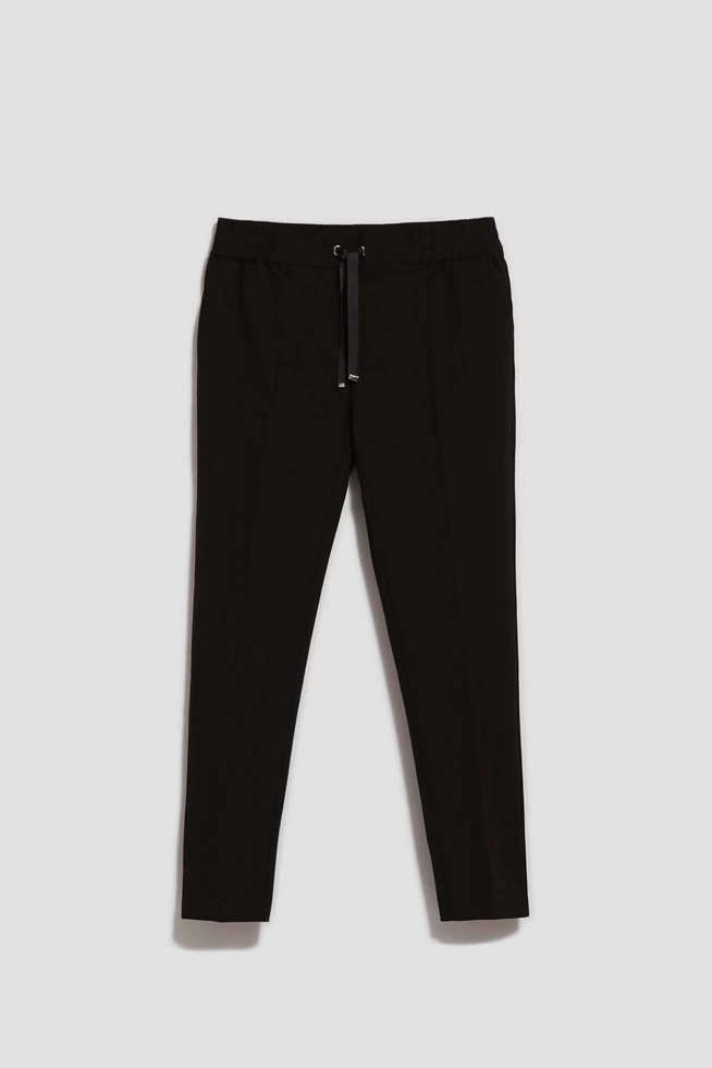 Spodnie z prostymi nogawkami i wiązaniem w pasie czarne