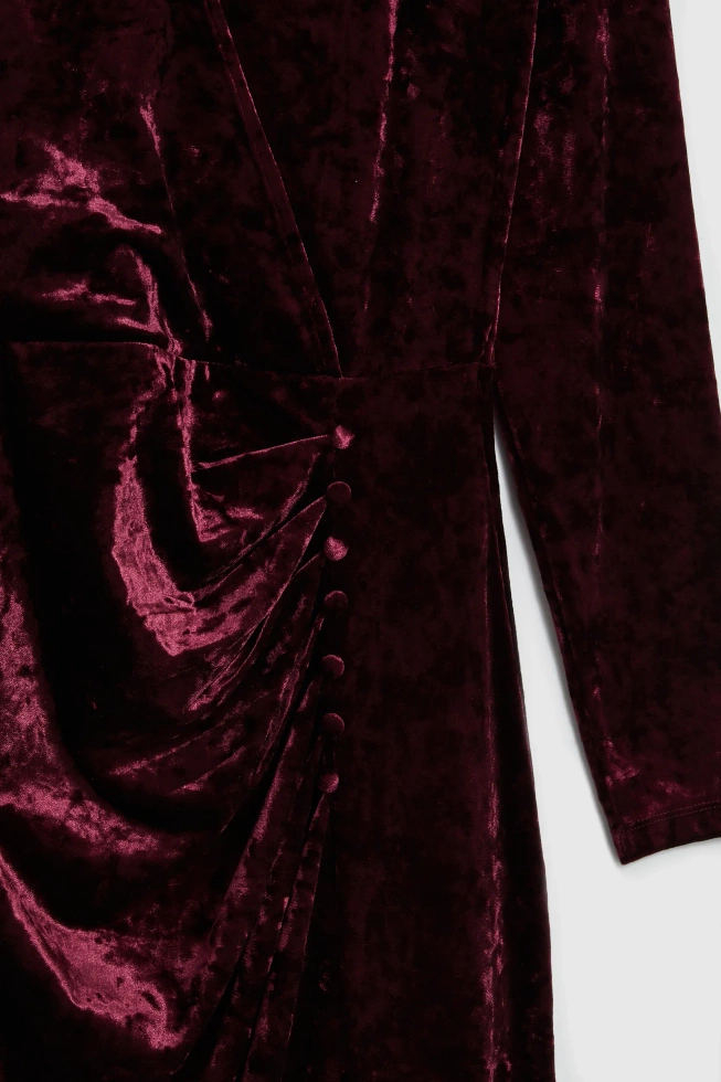 Sukienka welurowa midi burgundowa