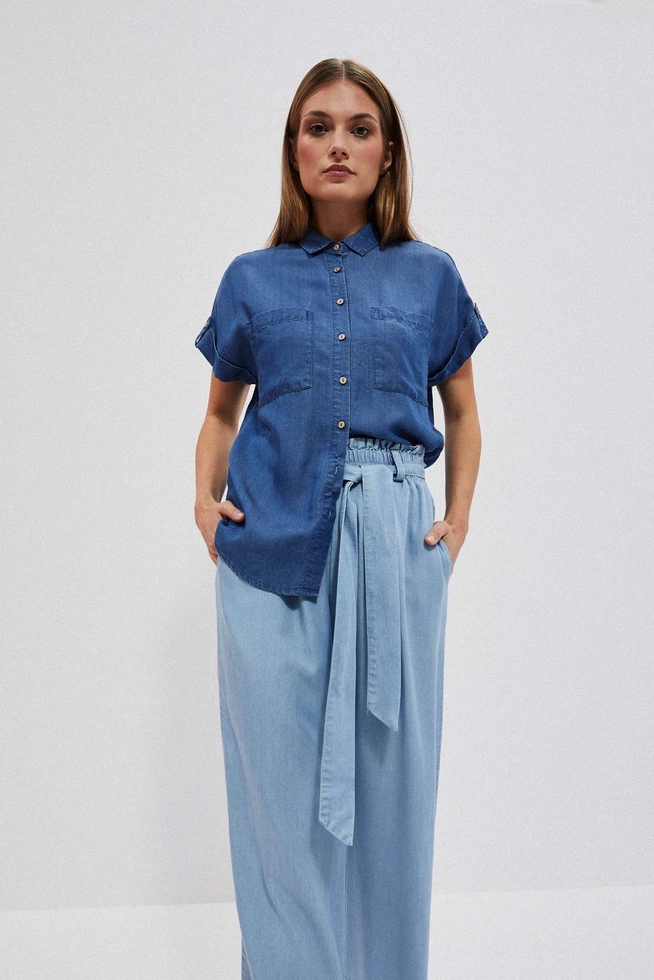 Koszula lyocell ciemnoniebieska