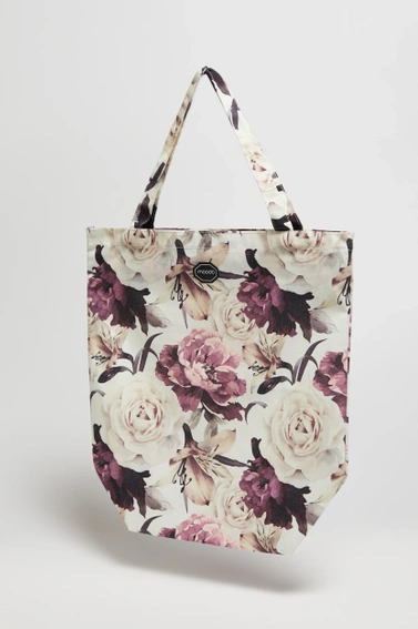 Bawełniana torba w kwiatowy wzór biała