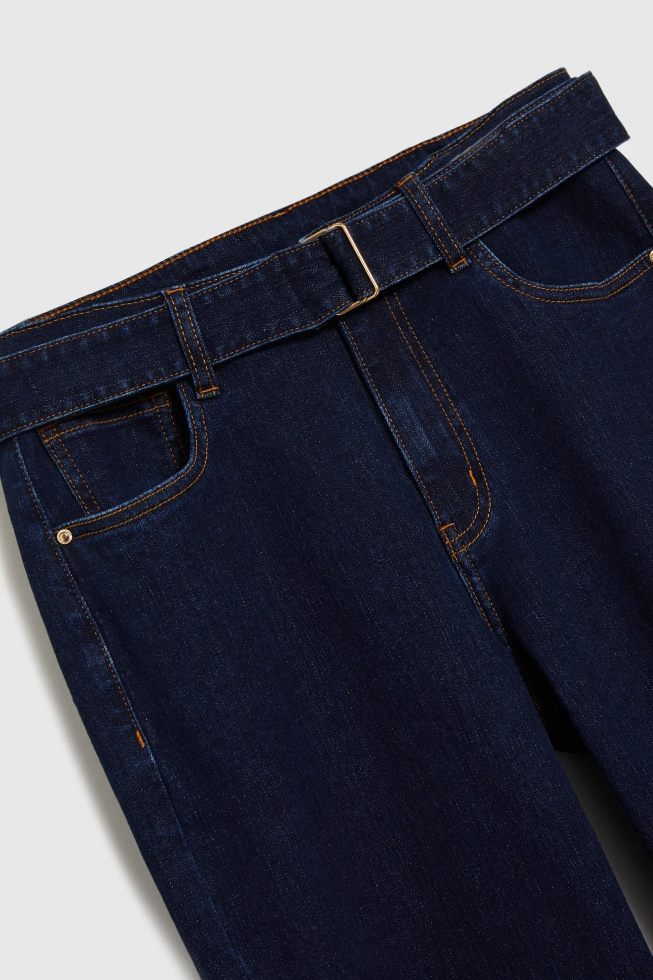 Jeansy z szerokimi nogawkami granatowe