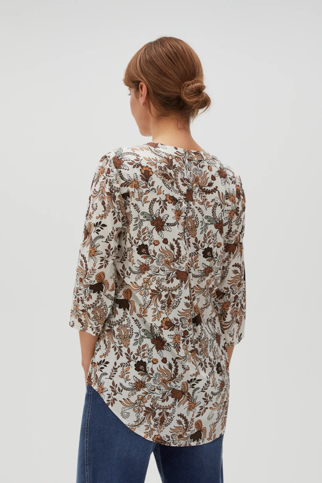 Wiskozowa koszula z kwiatowym wzorem beżowa