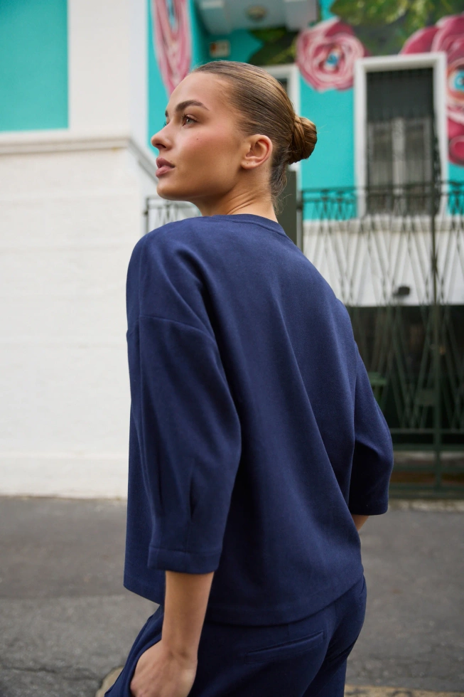 Bluza z krótkimi rękawami granatowa