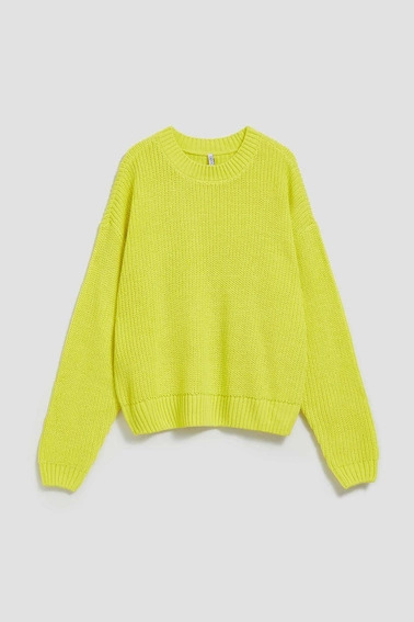 Sweter z okrągłym dekoltem limonkowy