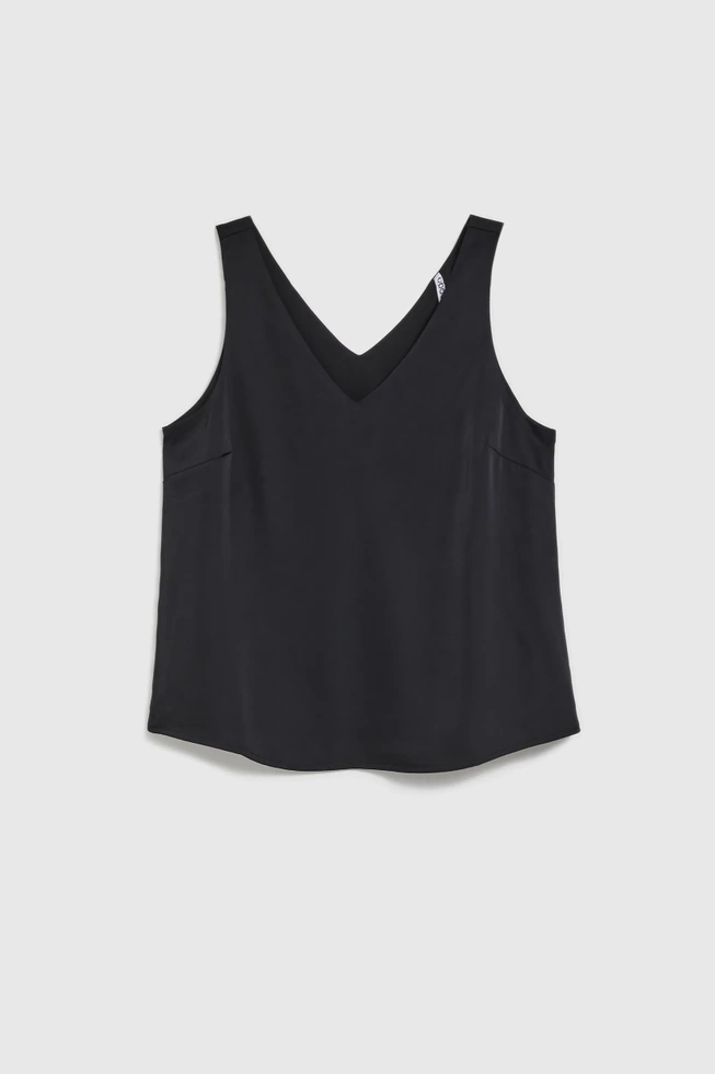 Gładka koszula z dekoltem w serek czarna