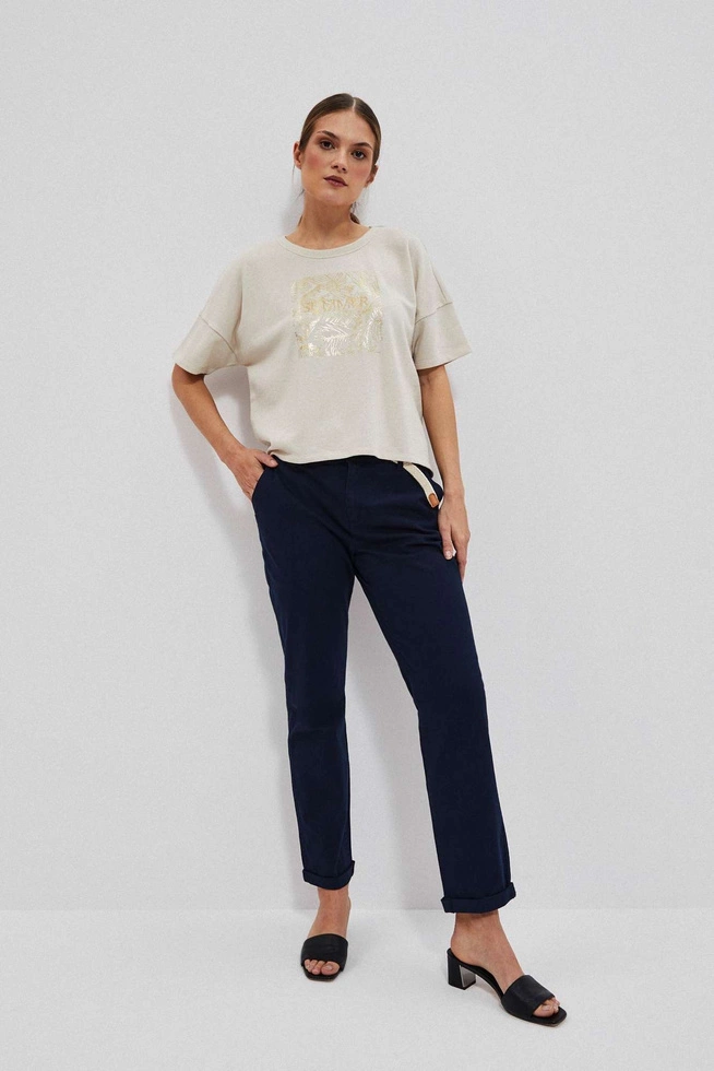 Spodnie typu chinos granatowe