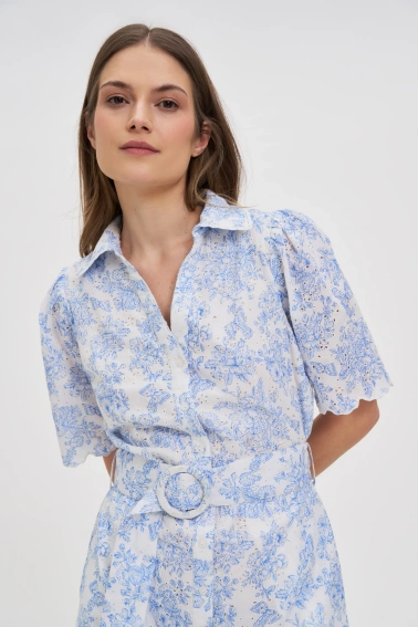 Bawełniana sukienka z paskiem biała