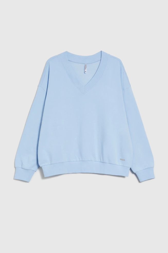 Bluza z dekoltem w serek błękitna