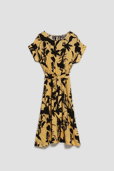 Wiskozowa sukienka z roślinnym wzorem 