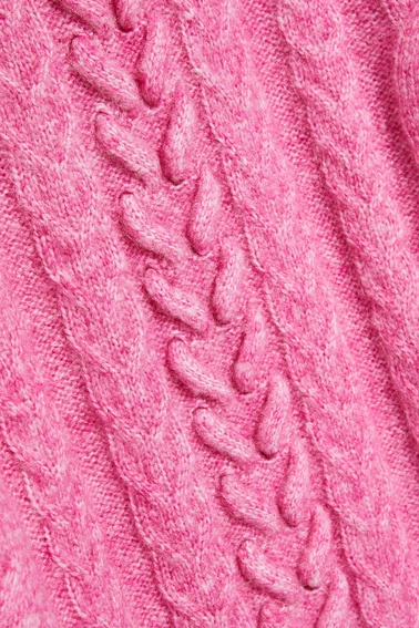 Sweter z ozdobnym splotem fuksjowy