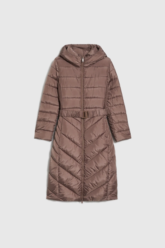 Kurtka z paskiem brązowa