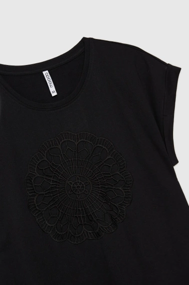 Bawełniana bluzka z aplikacją czarna