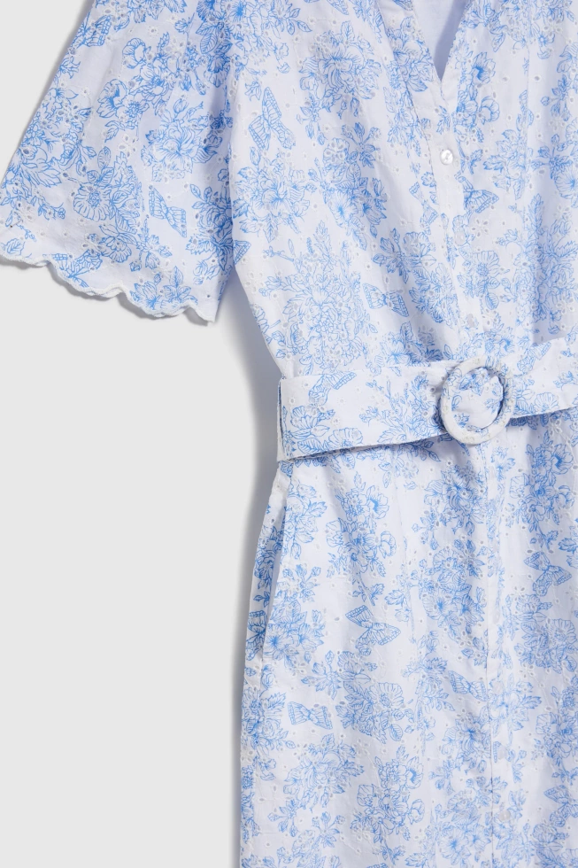 Bawełniana sukienka z paskiem biała