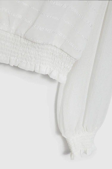 Elegancka koszula z bufiastymi rękawami biała