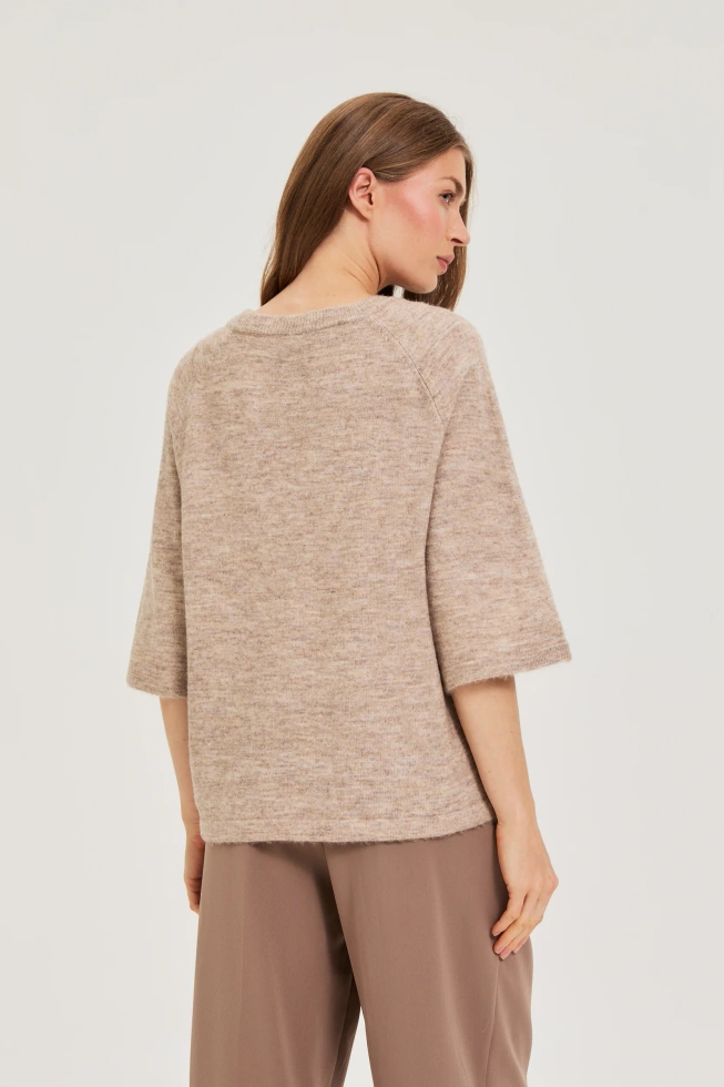 Sweter z krótkimi rękawami beżowy