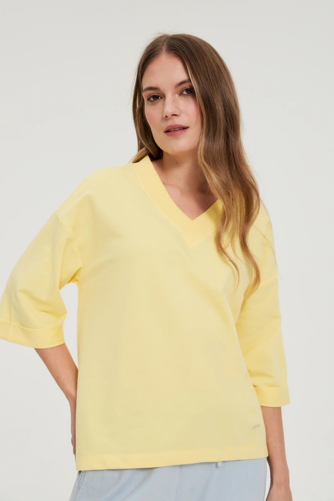Bluza z dekoltem w serek żółta