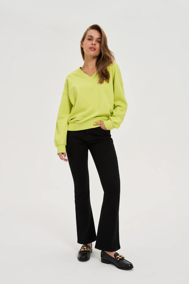 Bluza z dekoltem w serek limonkowa