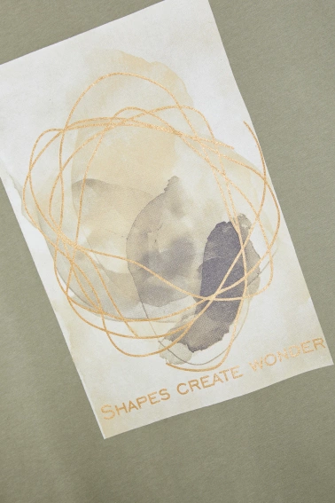 T-shirt z nadrukiem oliwkowy 