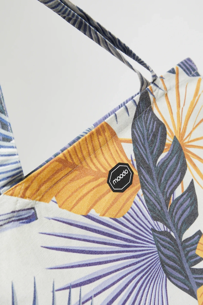 Bawełniana torba z wzorem liści biała