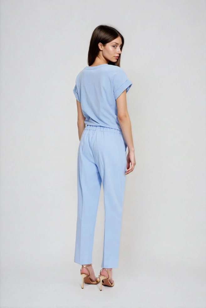 Spodnie z nogawkami w kant błękitne
