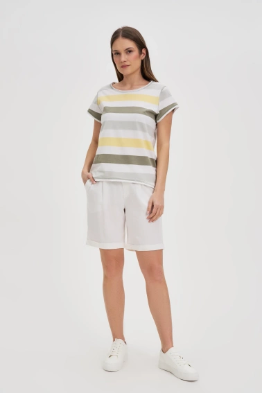 Bawełniany t-shirt w paski biały